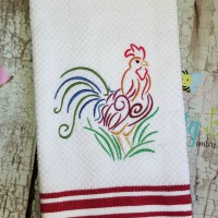 Swirly Rooster Machine Embroidery Design